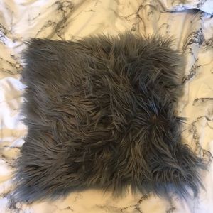 Gray Faux Fur Throw Pillow